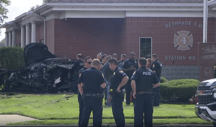 Bethpage, NY: Fire Department Station 4 Damaged in Crash That Seriously Injures One.